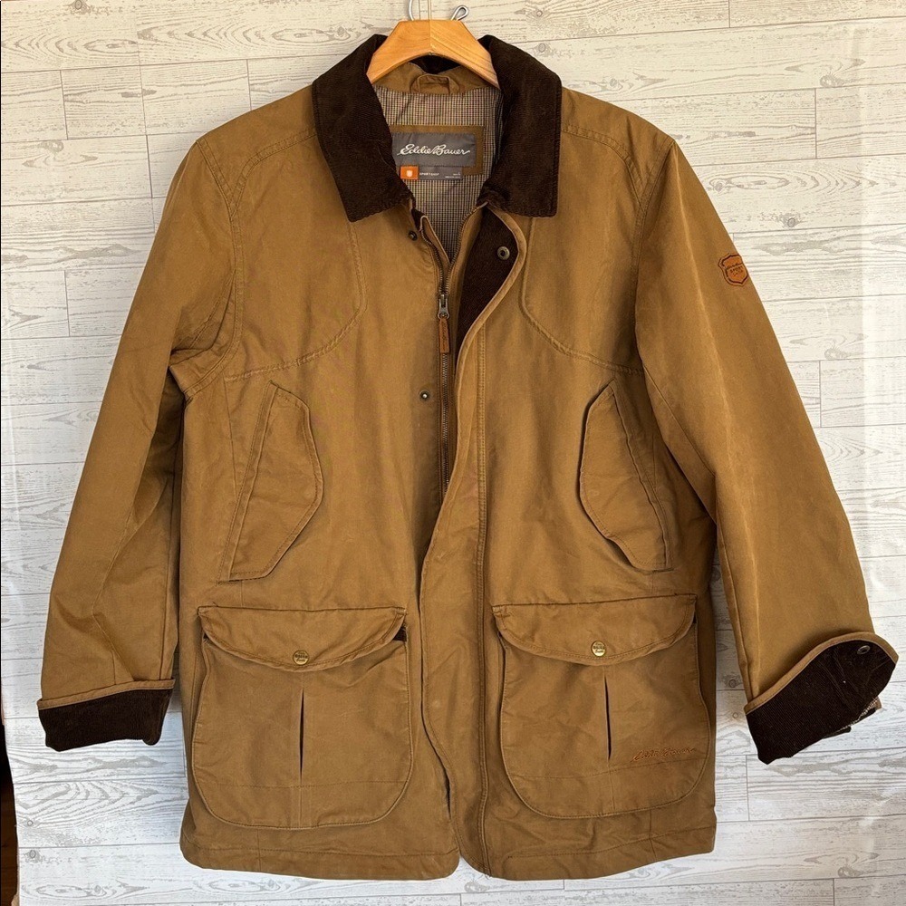Eddie Bauer Bainbridge Field Barn Jacket Water Resistant Waxed Canvas Coat Large